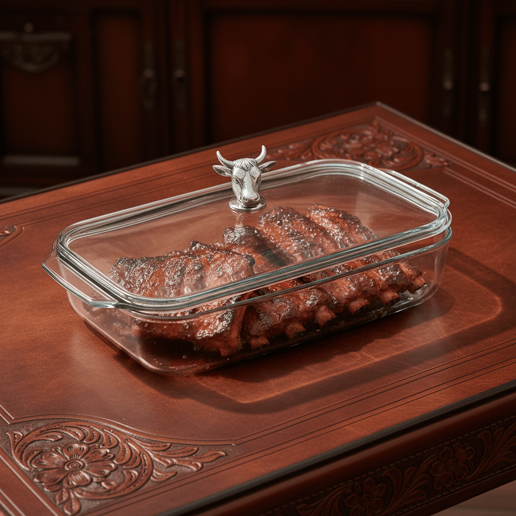 Bull / Steer Lid with Pyrex 3 quart Baking Dish