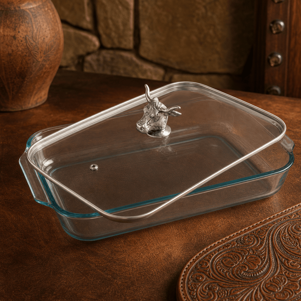 Bull / Steer Lid with Pyrex 3 quart Baking Dish