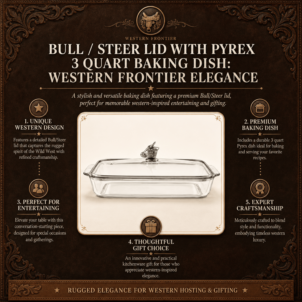 Bull / Steer Lid with Pyrex 3 quart Baking Dish