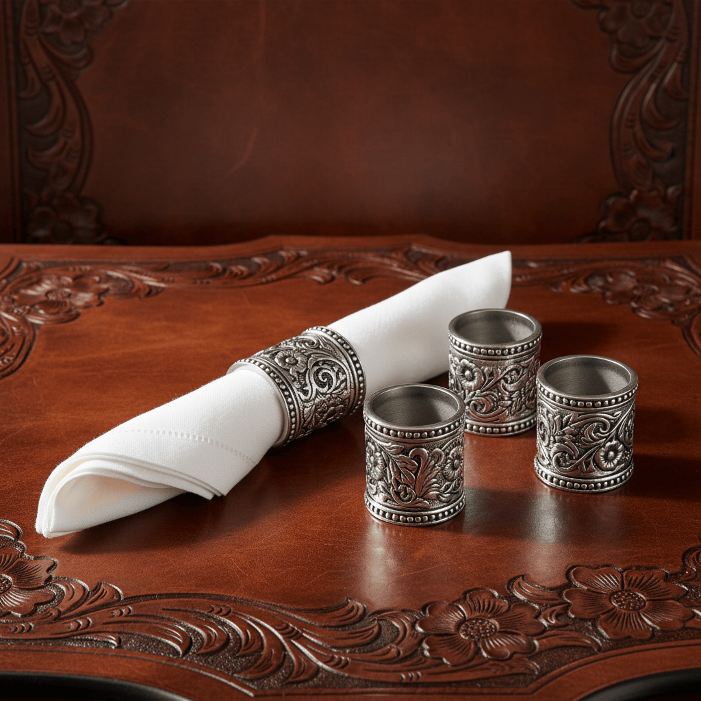 Concho Pattern Napkin Rings Set of 4