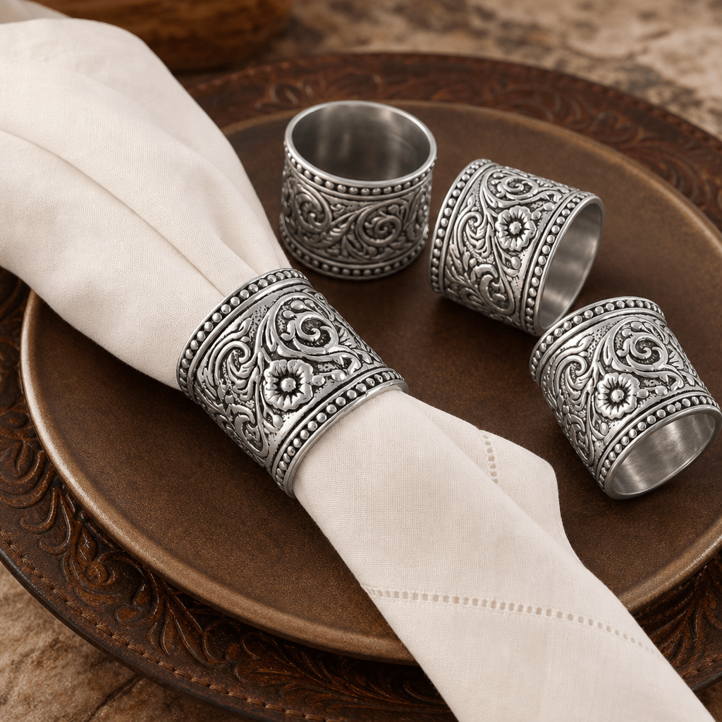 Concho Pattern Napkin Rings Set of 4