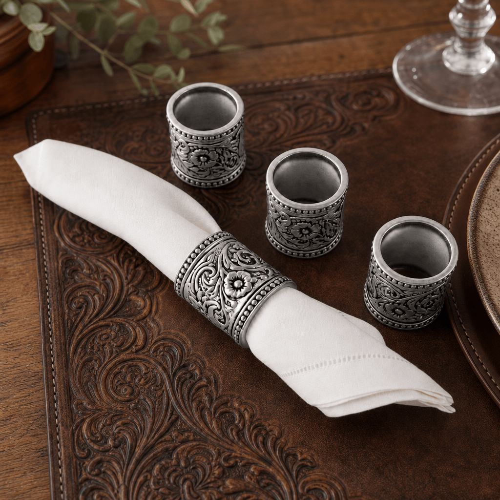 Concho Pattern Napkin Rings Set of 4