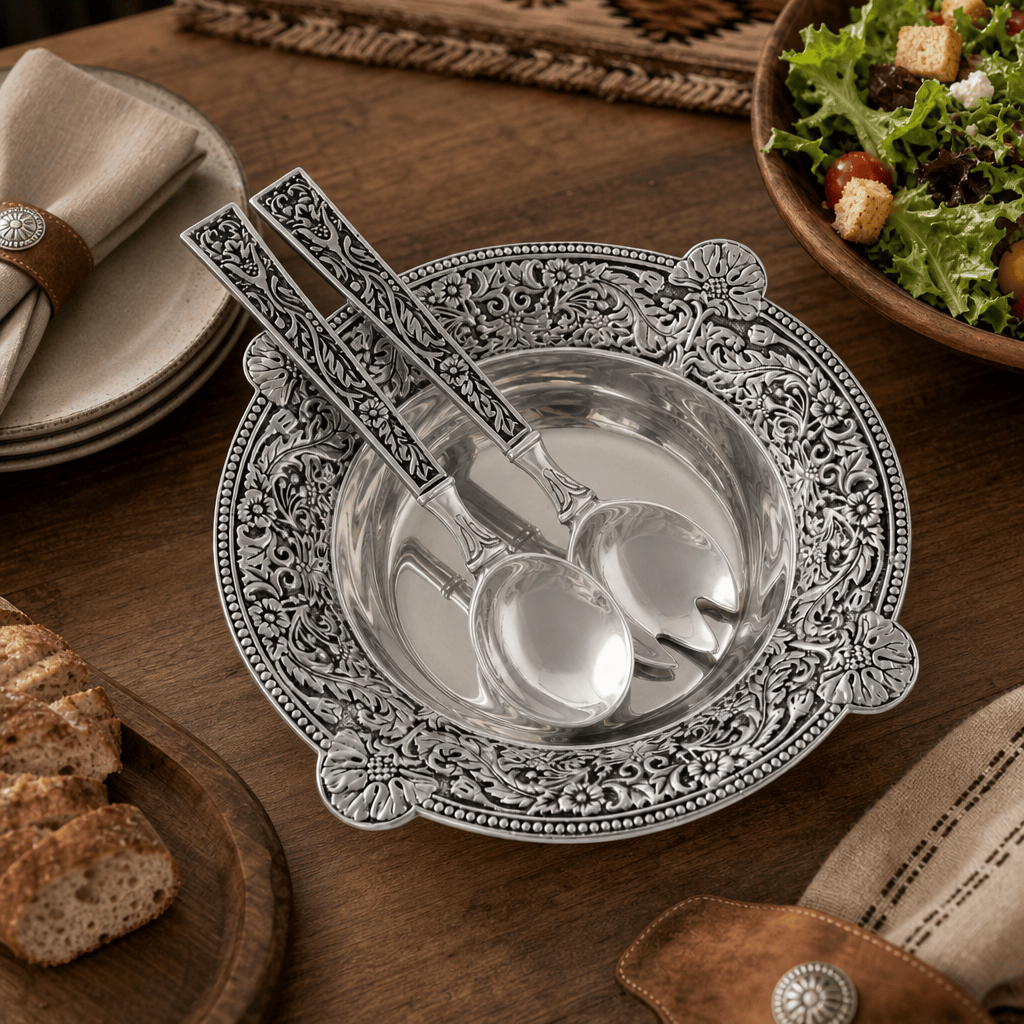 Concho Pattern Salad Bowl with Serving Set