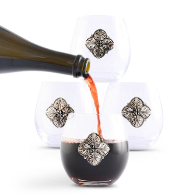 Concho Stemless Wine Glasses - Set of 4 - Equine Exchange Tack Shop