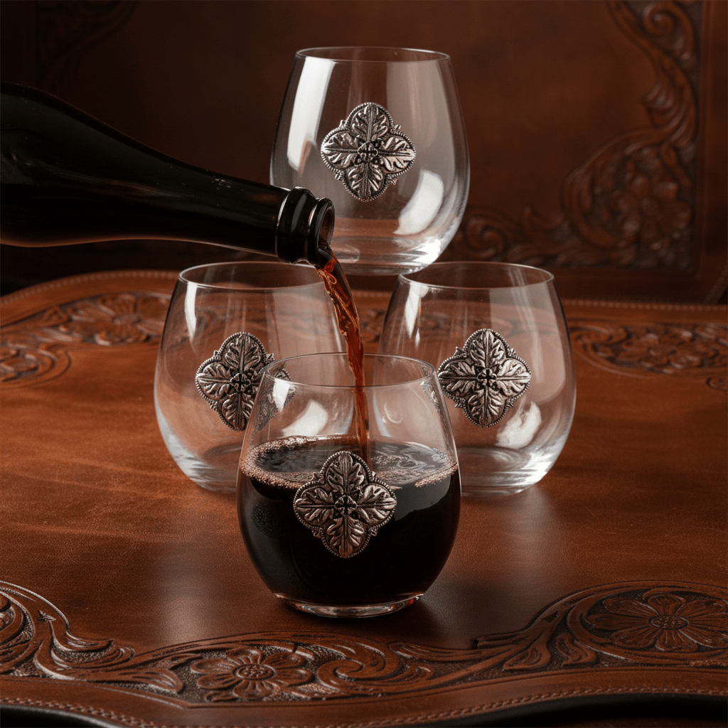 Concho Stemless Wine Glasses - Set of 4