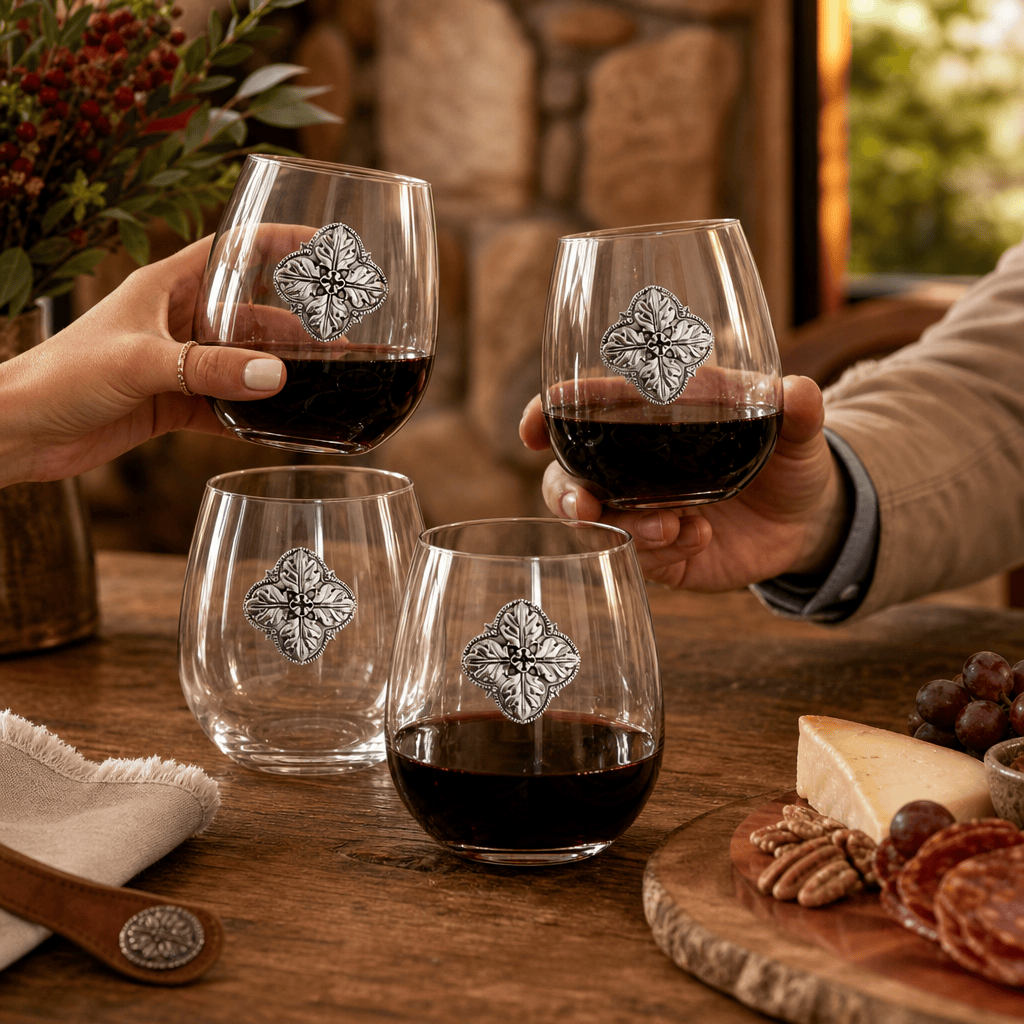 Concho Stemless Wine Glasses - Set of 4