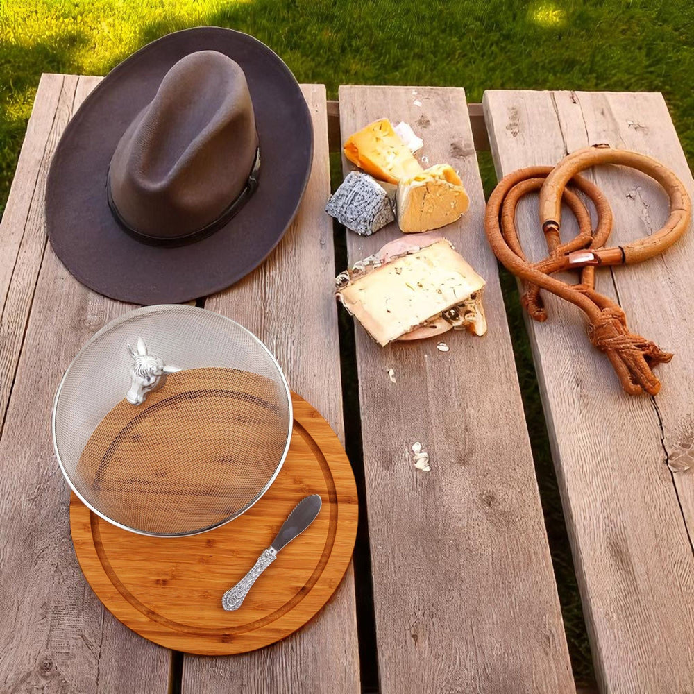 Cow Head 3 Piece Picnic Cheese Board / Spreader