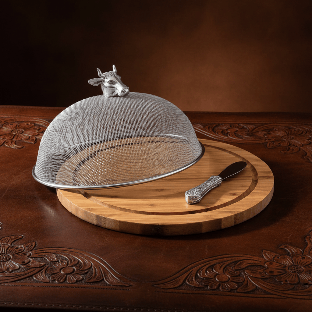 Cow Head 3 Piece Picnic Cheese Board / Spreader