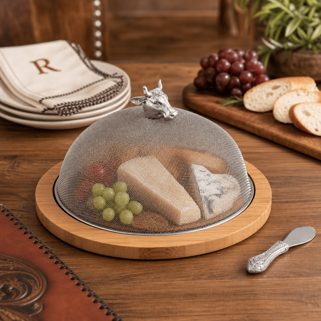 Cow Head 3 Piece Picnic Cheese Board / Spreader