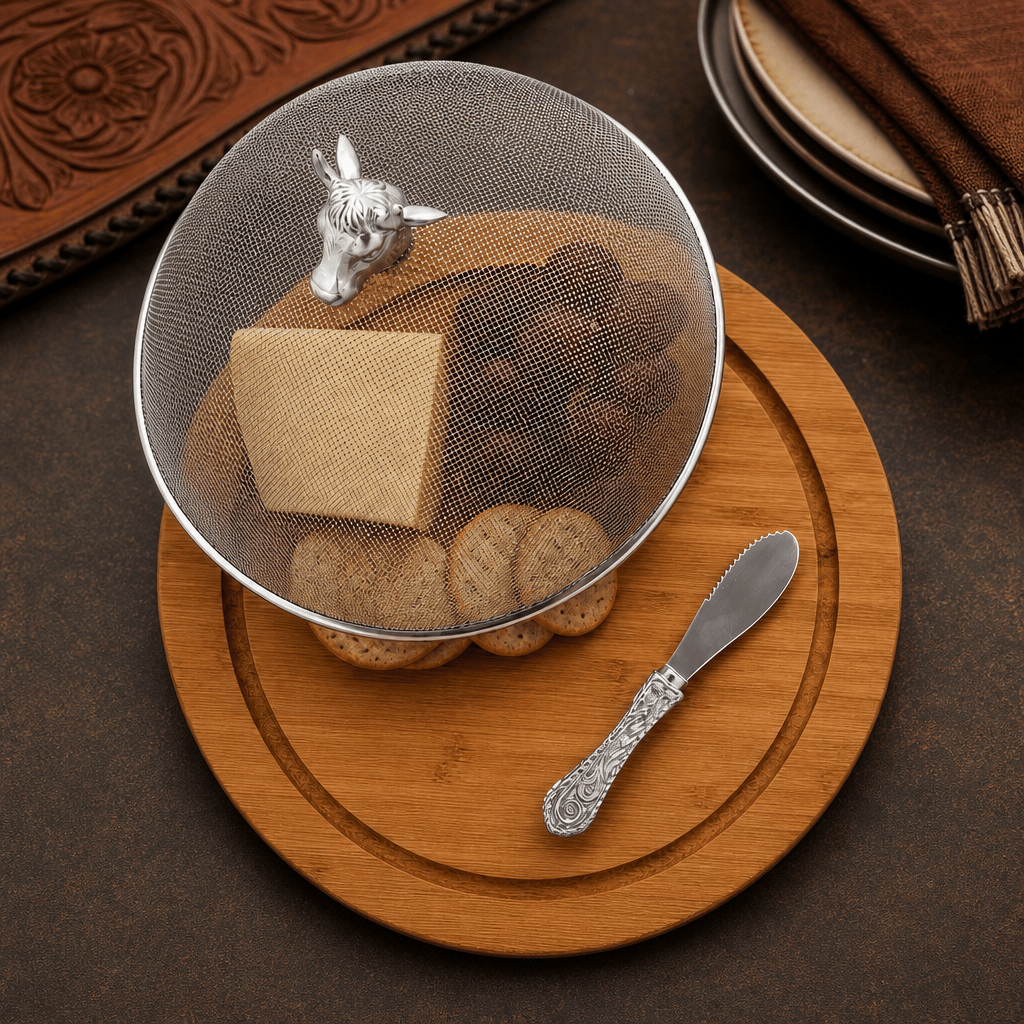 Cow Head 3 Piece Picnic Cheese Board / Spreader