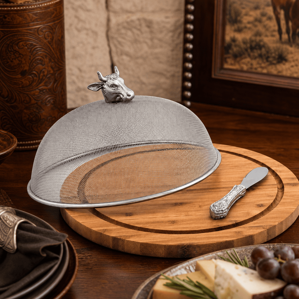 Cow Head 3 Piece Picnic Cheese Board / Spreader