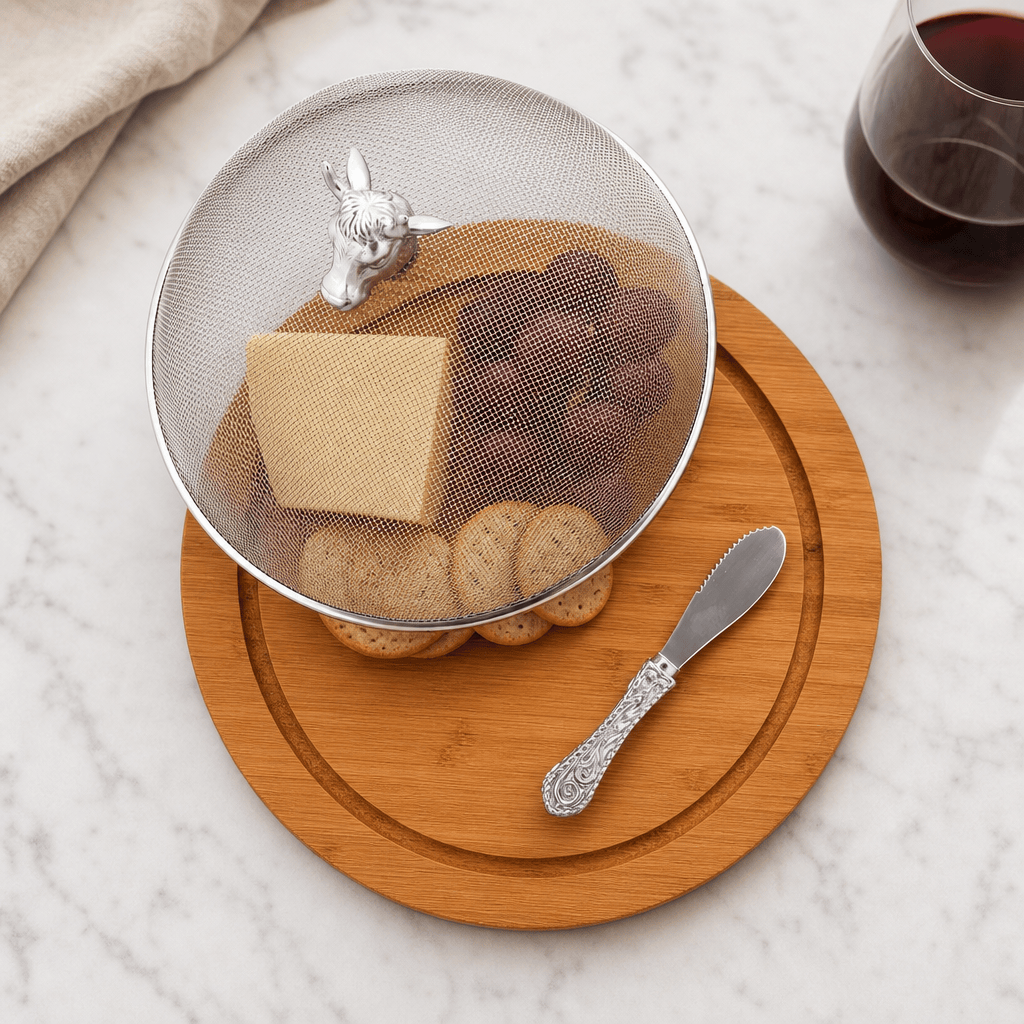 Cow Head 3 Piece Picnic Cheese Board / Spreader