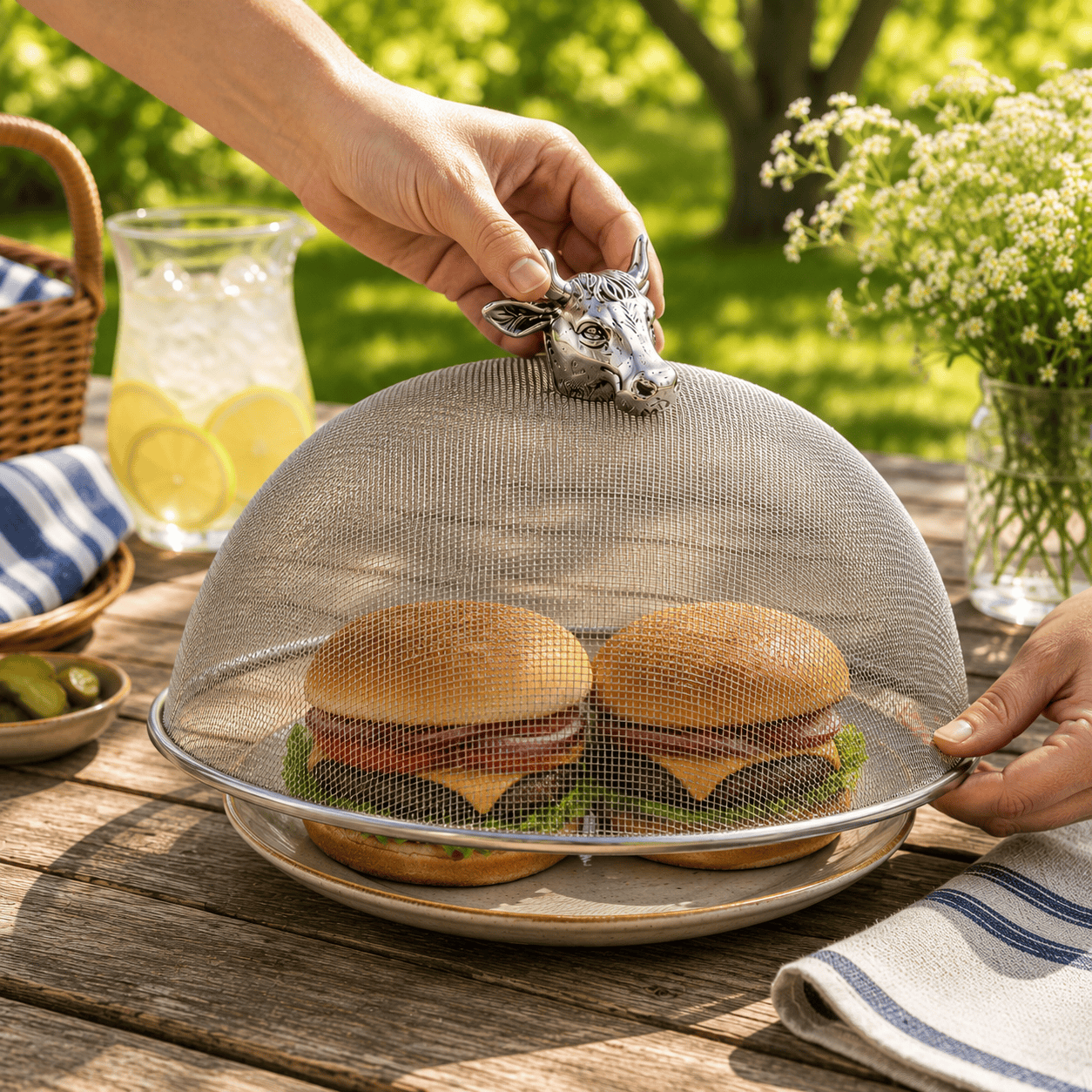 Cow Head Stainless Mesh Picnic Cover