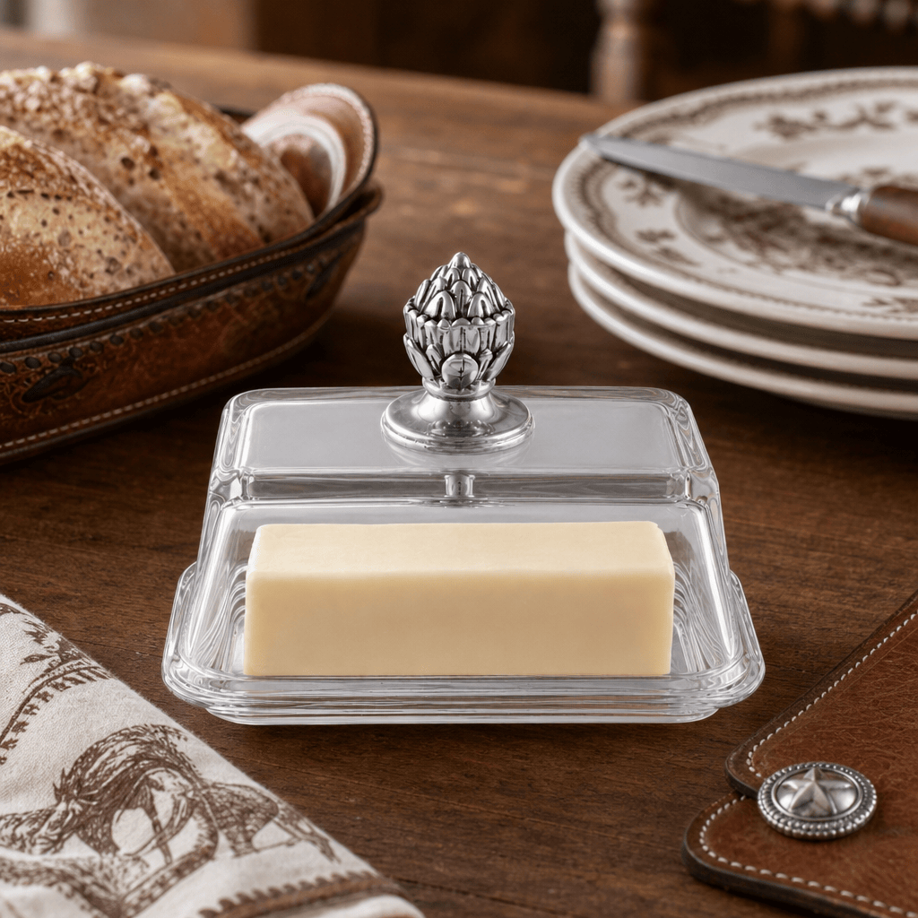 Glass Butter Dish - Concho