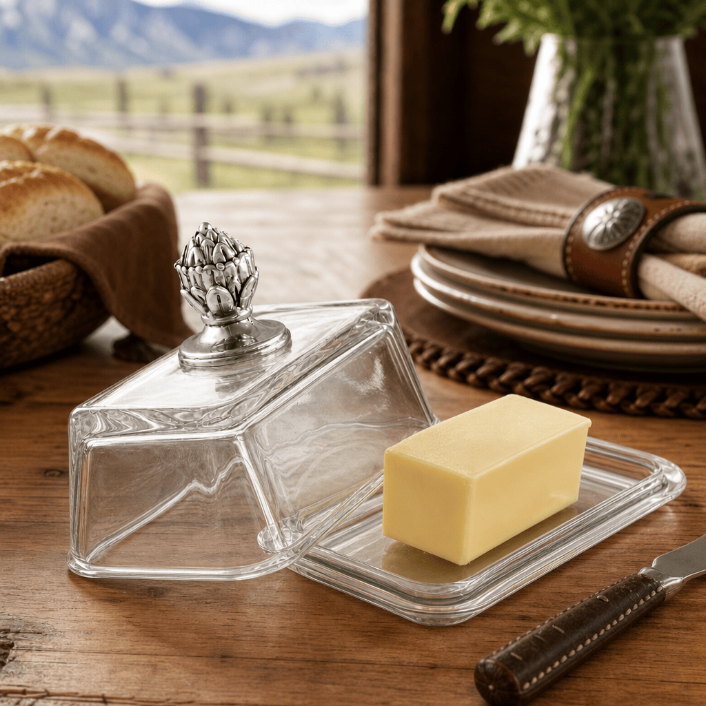 Glass Butter Dish - Concho