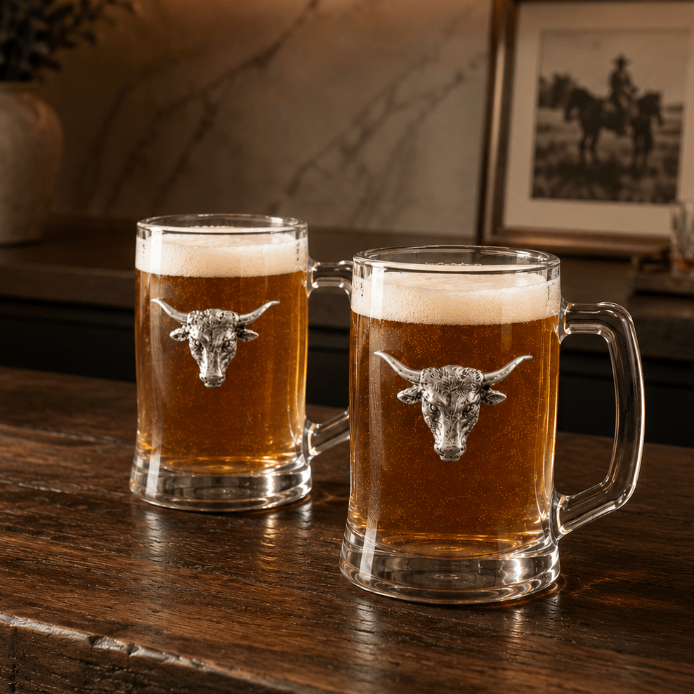 Longhorn Beer Mugs - Set of 2