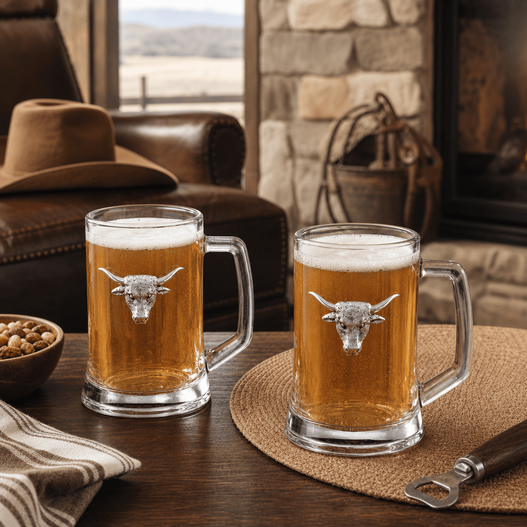 Longhorn Beer Mugs - Set of 2