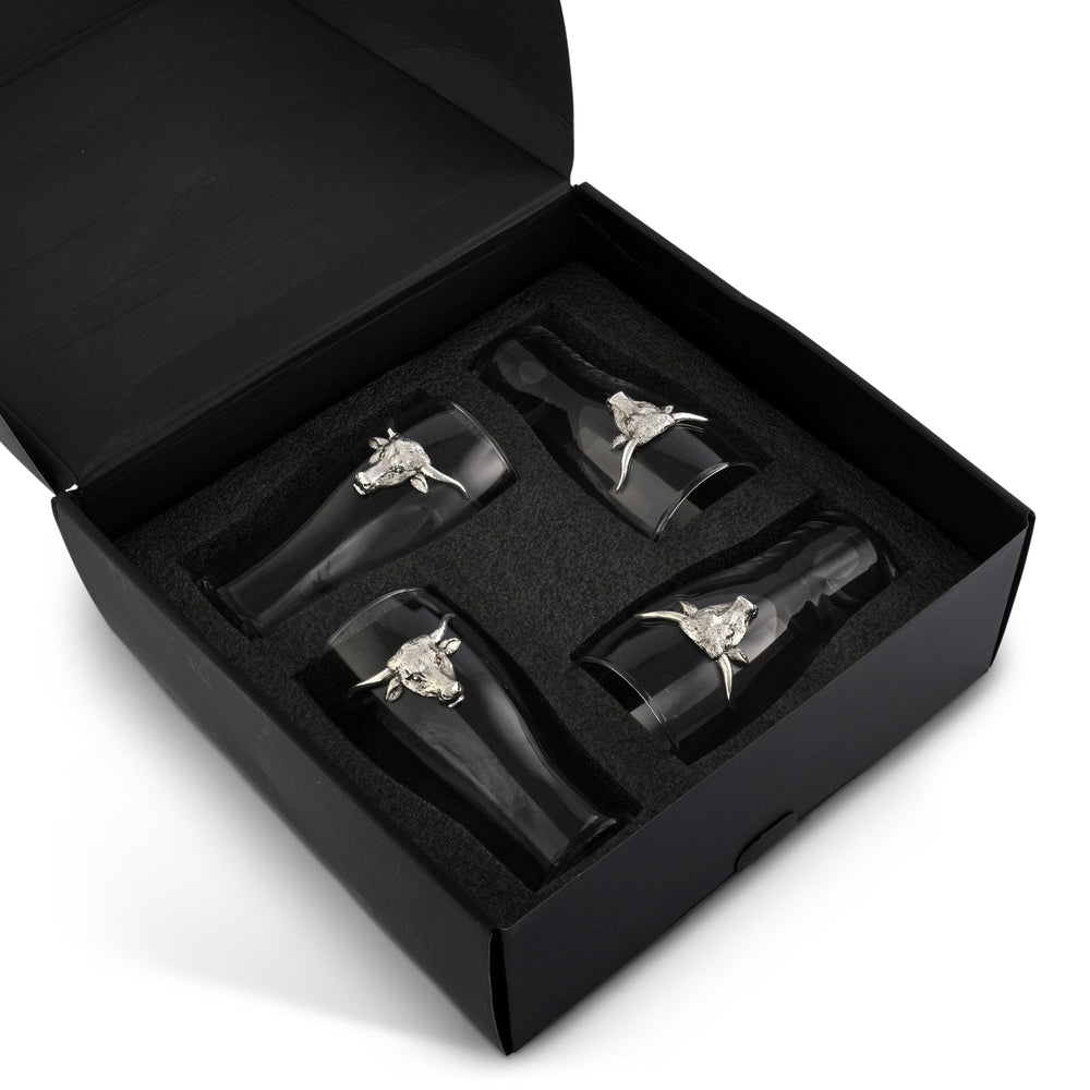 Longhorn Beer Pint Glasses - Set of 4 - Equine Exchange Tack Shop