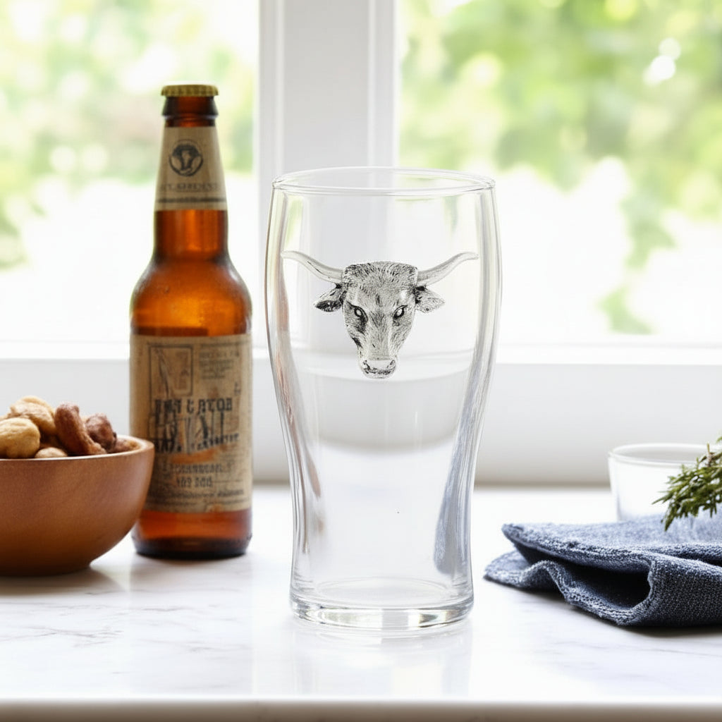 Longhorn Beer Pint Glasses - Set of 4
