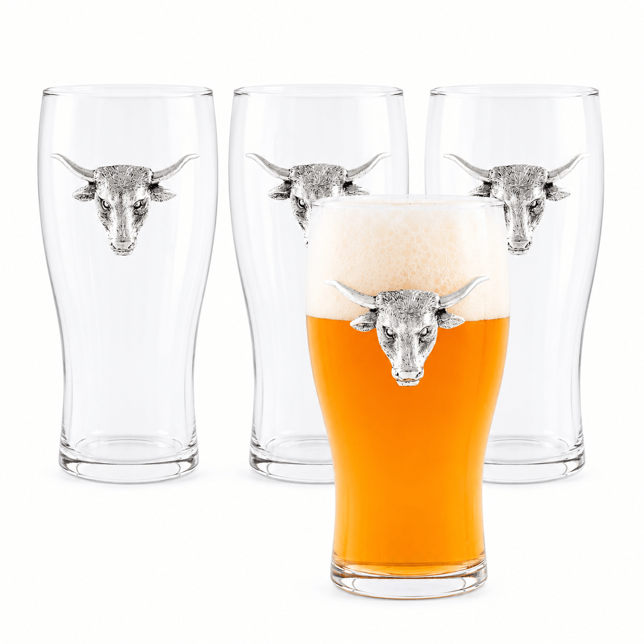 Longhorn Beer Pint Glasses - Set of 4