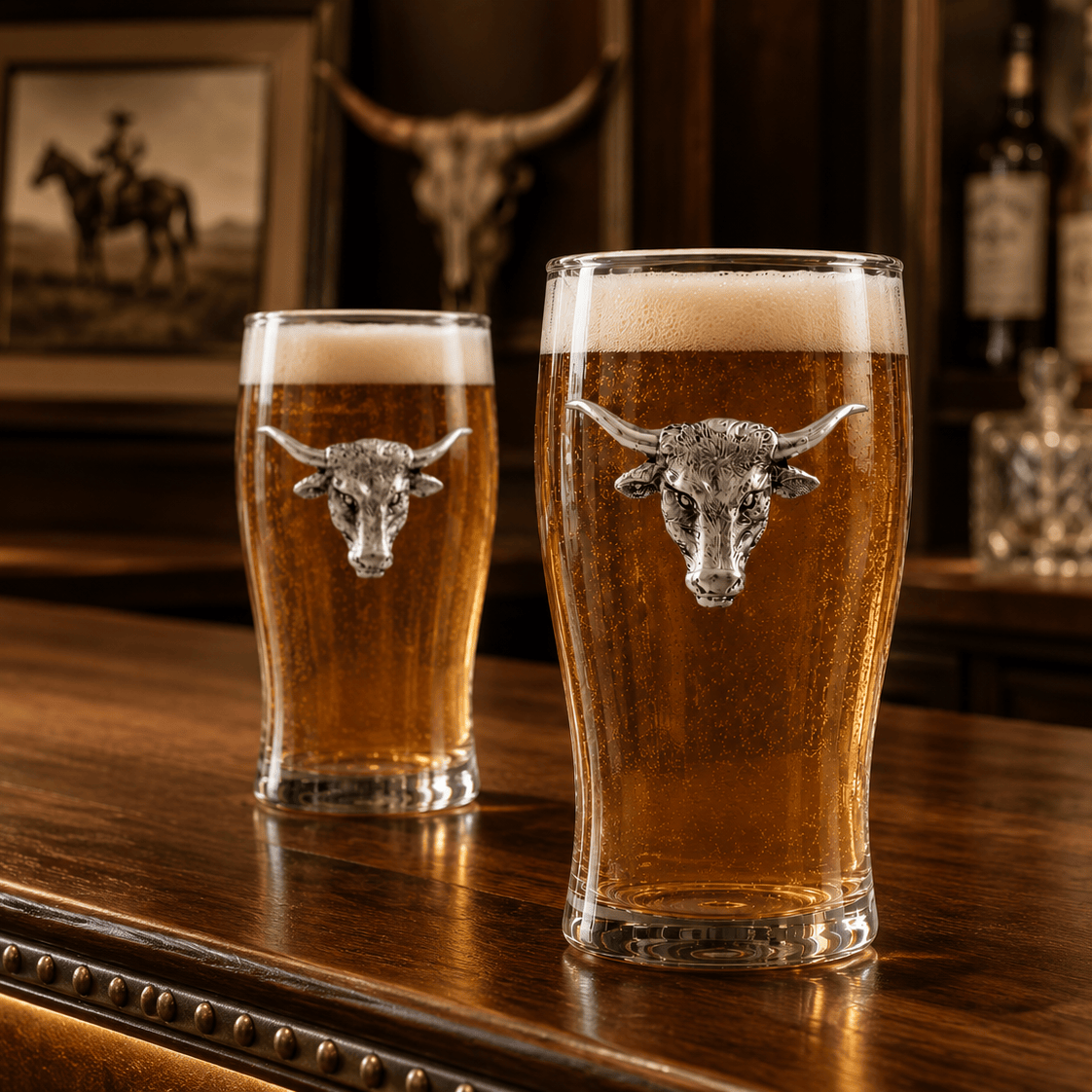 Longhorn Beer Pint Glasses - Set of 4