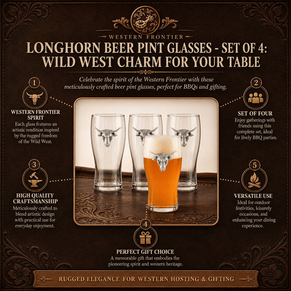 Longhorn Beer Pint Glasses - Set of 4