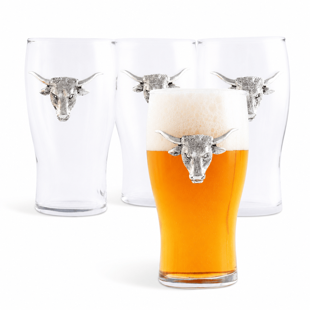 Longhorn Beer Pint Glasses - Set of 4