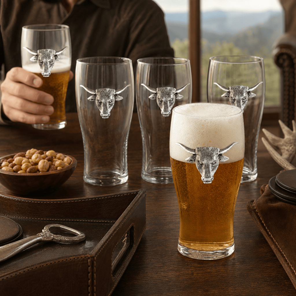 Longhorn Beer Pint Glasses - Set of 4