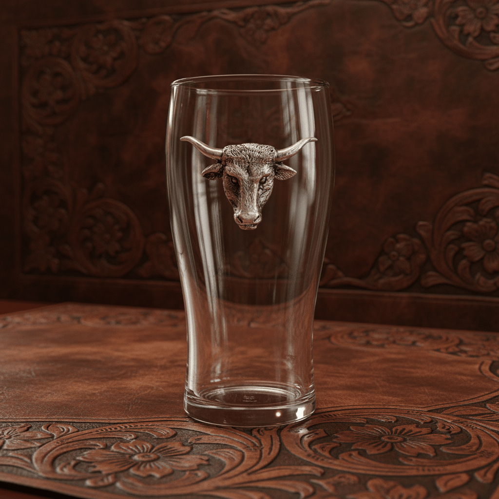 Longhorn Beer Pint Glasses - Set of 4