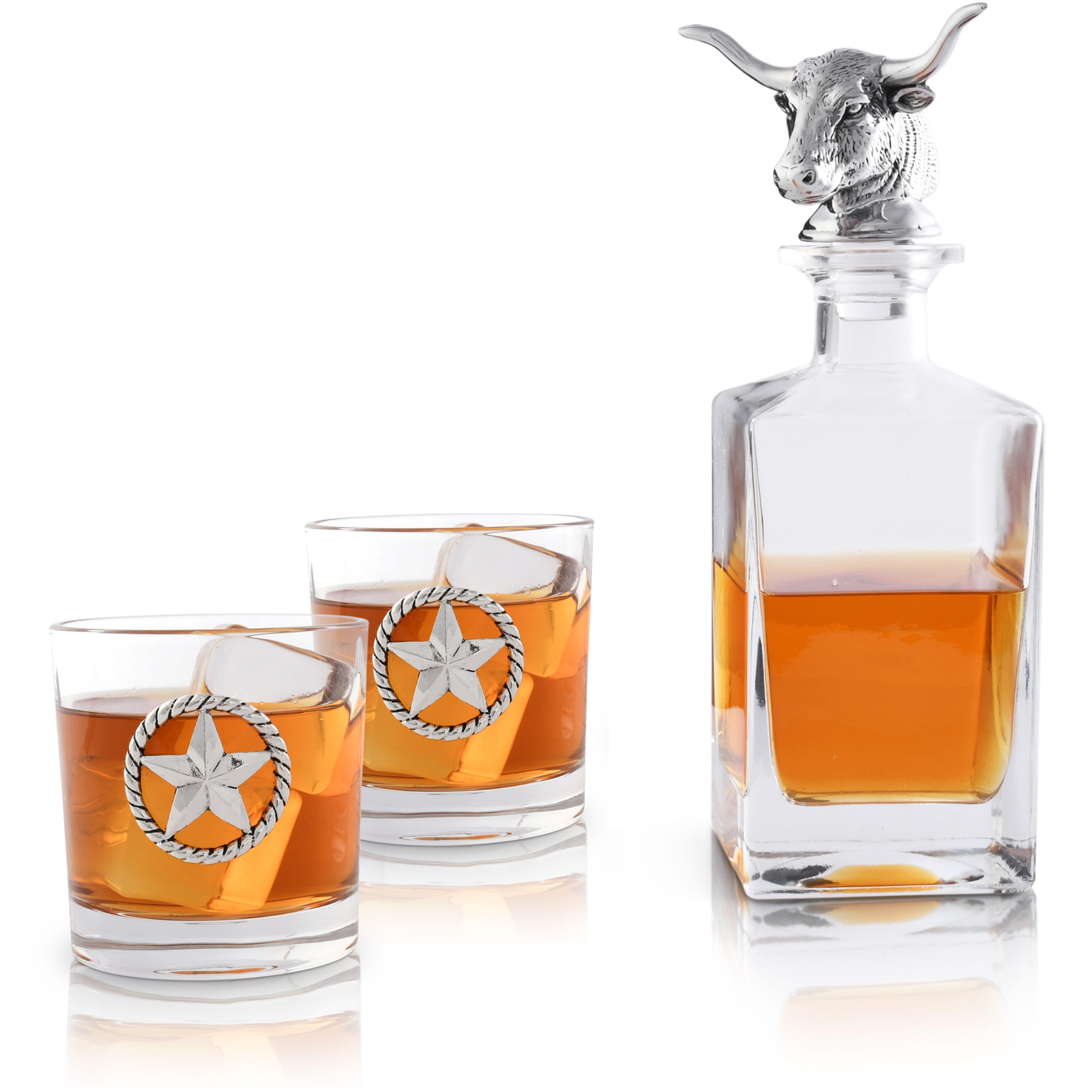 Longhorn Decanter Set with Pair of Glasses - Equine Exchange Tack Shop