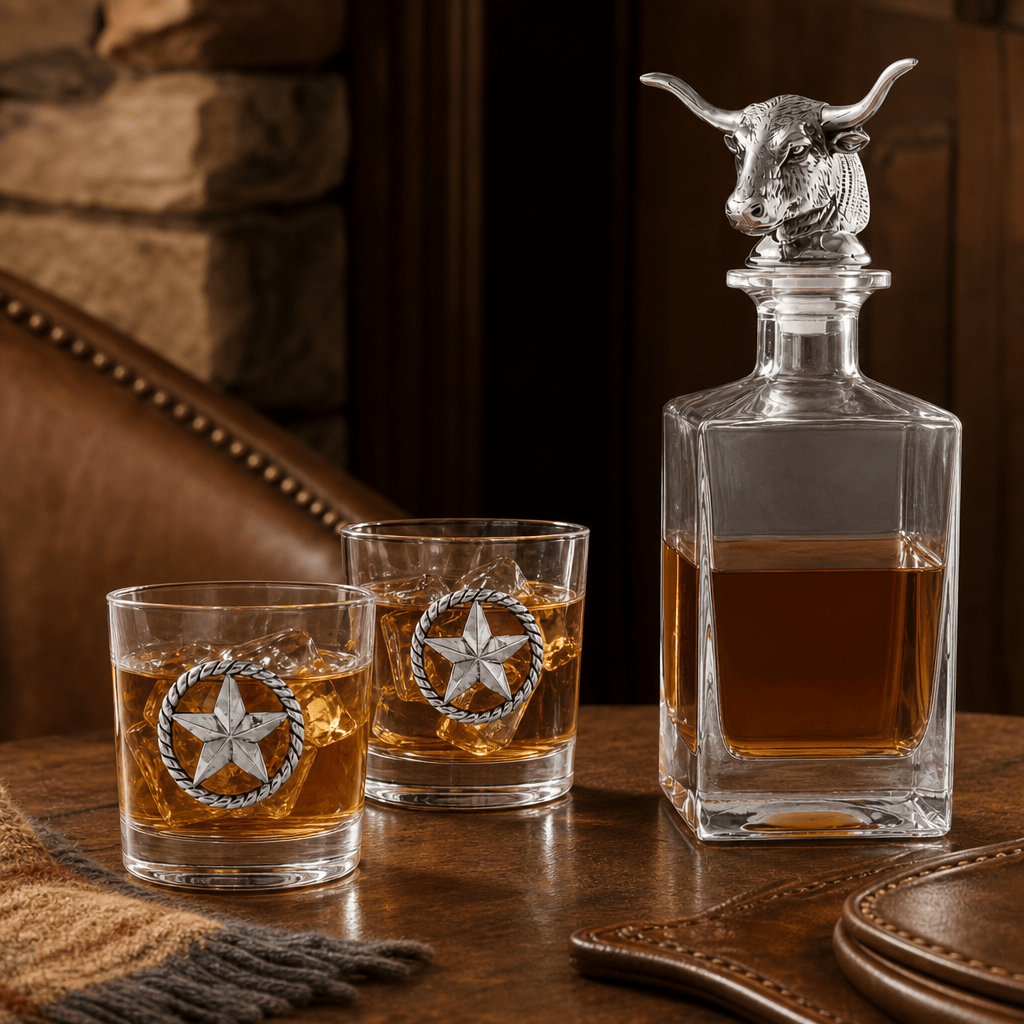 Longhorn Decanter Set with Pair of Glasses
