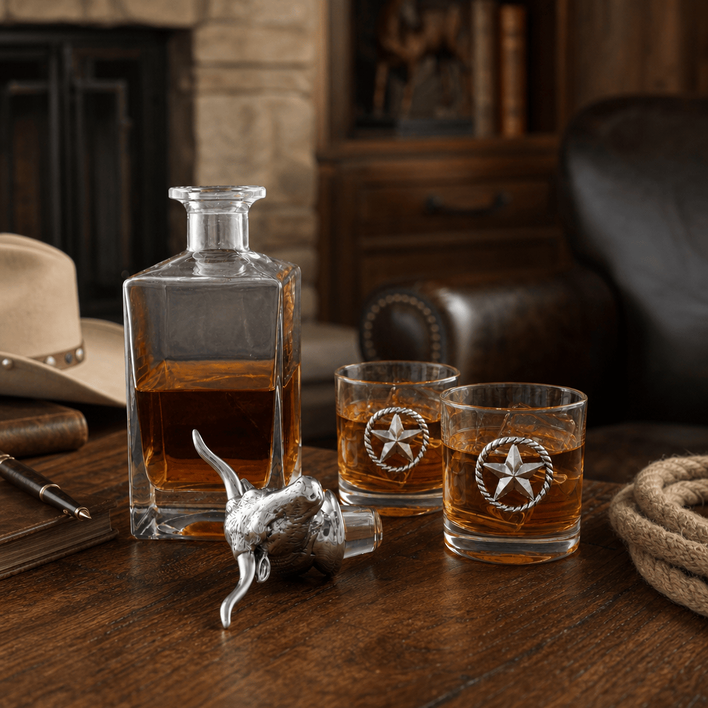 Longhorn Decanter Set with Pair of Glasses