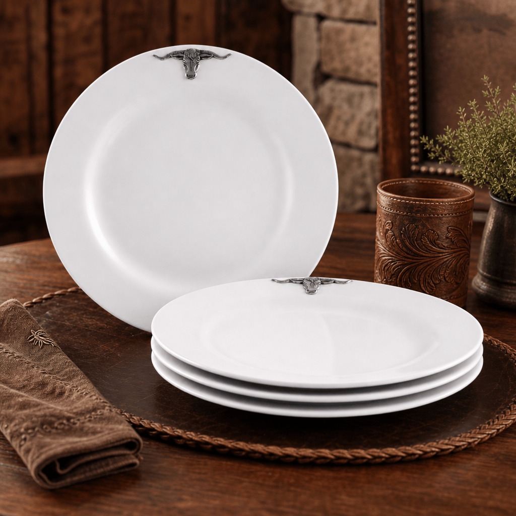 Longhorn Melamine Lunch Plates - Set of 4