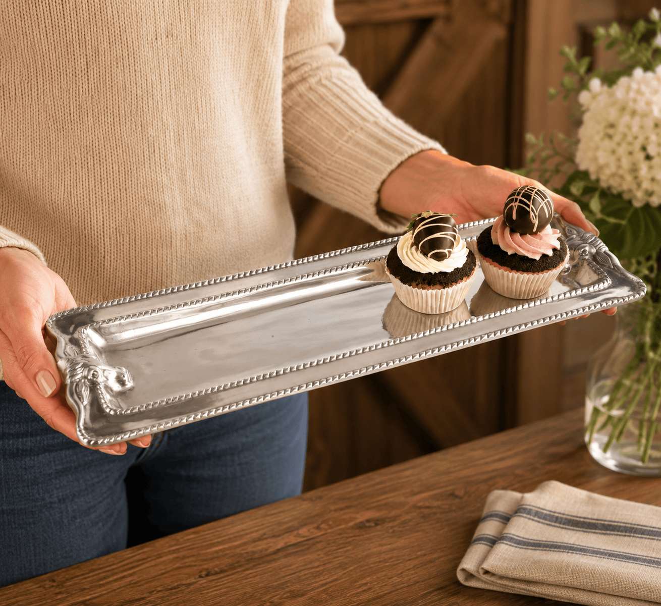 Longhorn with Braid Oblong Tray
