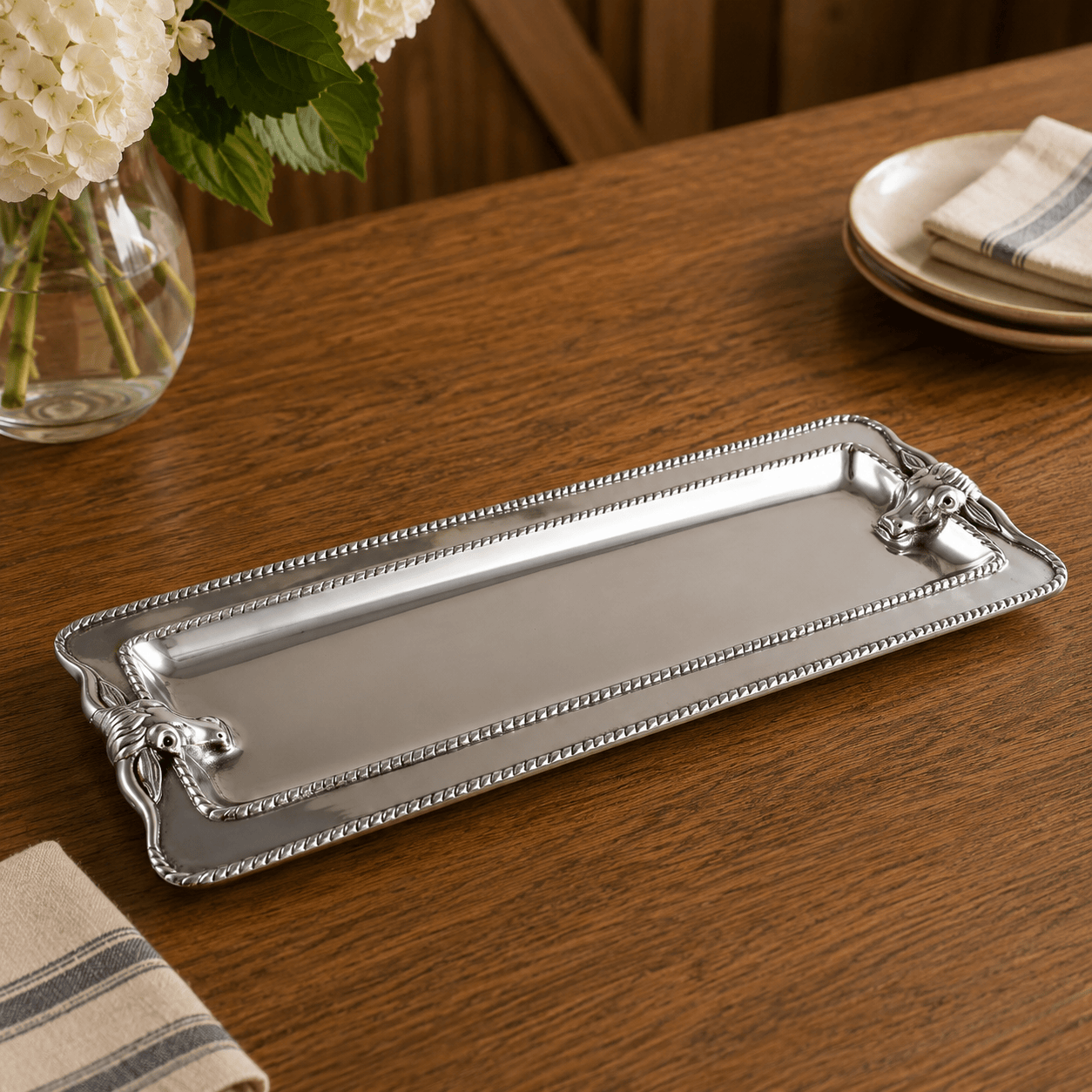 Longhorn with Braid Oblong Tray