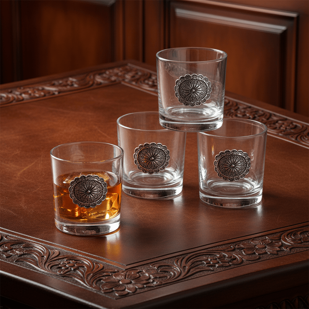 Western Concho Bar Glasses Set of 4