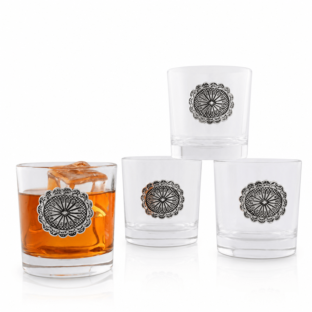 Western Concho Bar Glasses Set of 4