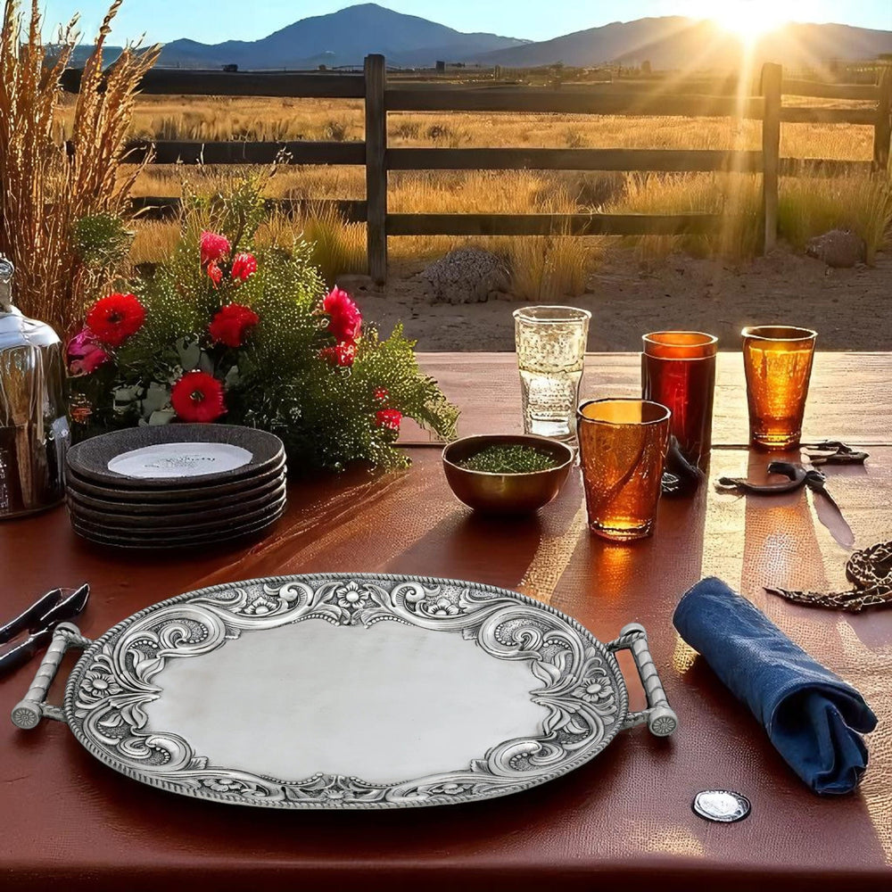 Western Leather Serving Tray - Equine Exchange Tack Shop