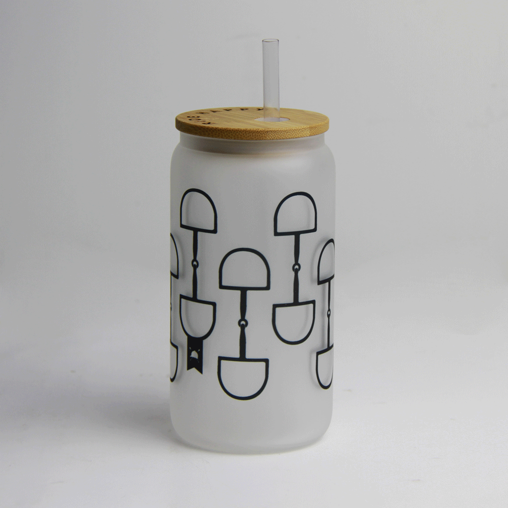 D-Ring Glass Tumbler with Bamboo Lid and Straw - Equine Exchange Tack Shop