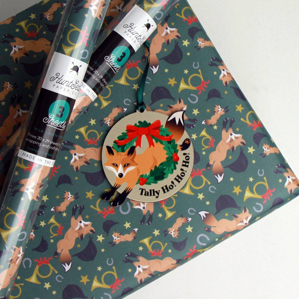 Holiday Fox - Equestrian Horse Gift Wrapping Paper - Equine Exchange Tack Shop