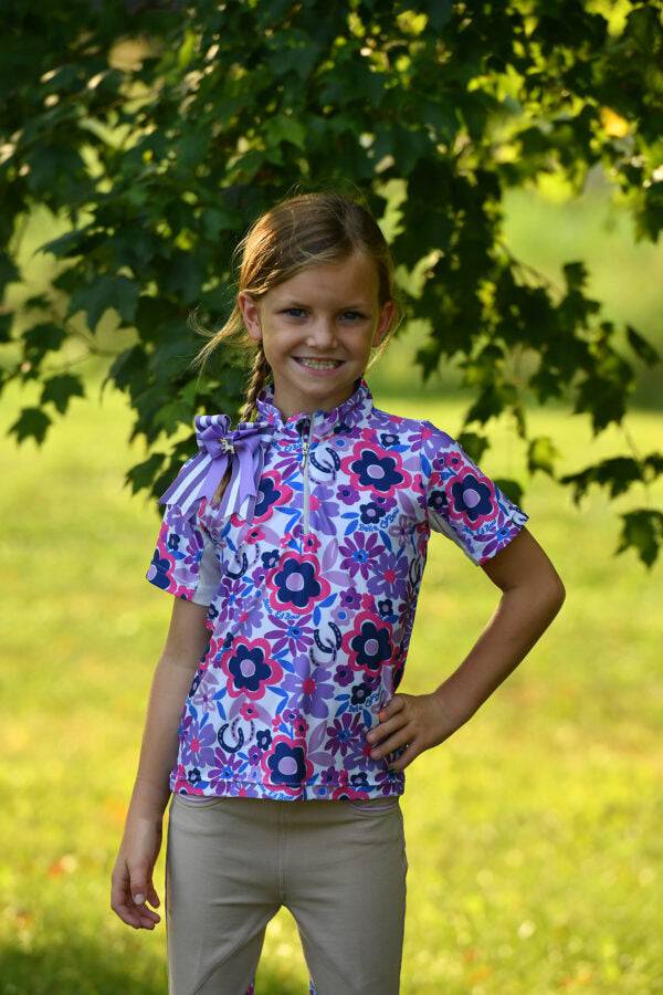 Belle and Bow Short Sleeve Flower Power Sun Shirt - Equine Exchange Tack Shop