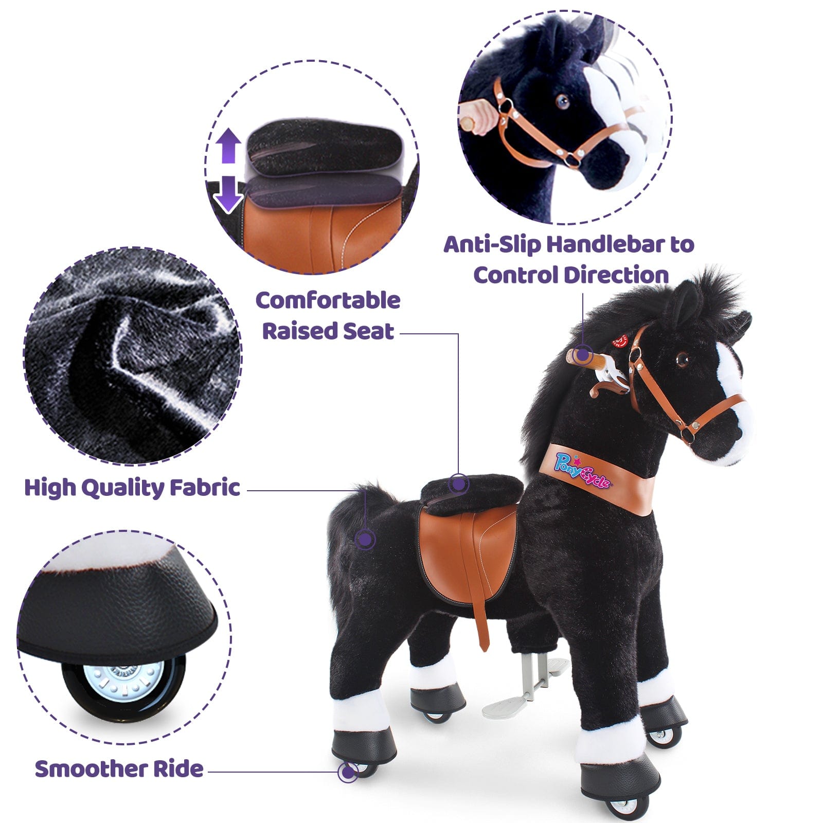 Black Horse Ride-On Toy - Age 4–7