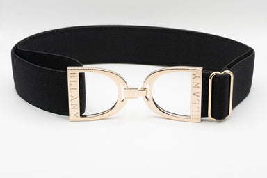 1.5" Elastic Belt Black w/Gold Stirrup - Equine Exchange Tack Shop