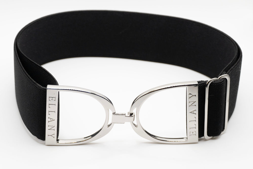 2" Elastic Belt - Black w/Silver Stirrup - Equine Exchange Tack Shop