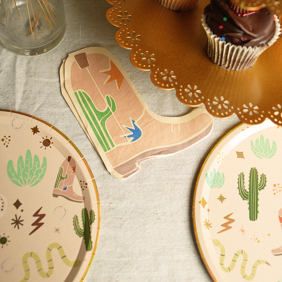 Western Boot Napkins – Cowboy Party Table Napkins (x 12)