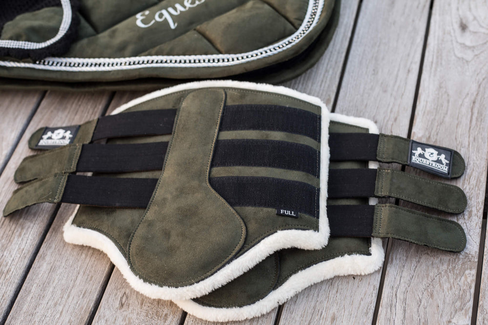 Sage Green Suede Brushing Boots - Equine Exchange Tack Shop