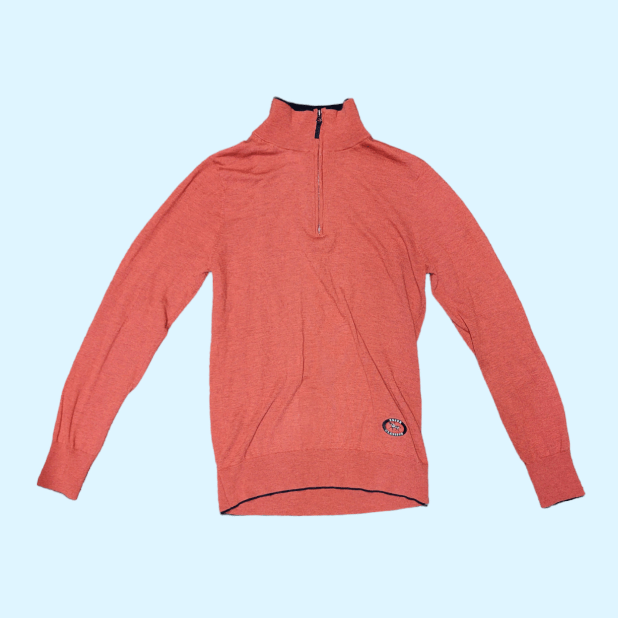 Essex Classics Trey 1/4 Zip Sweater - Burnt Orange/Navy - Small - Equine Exchange Tack Shop