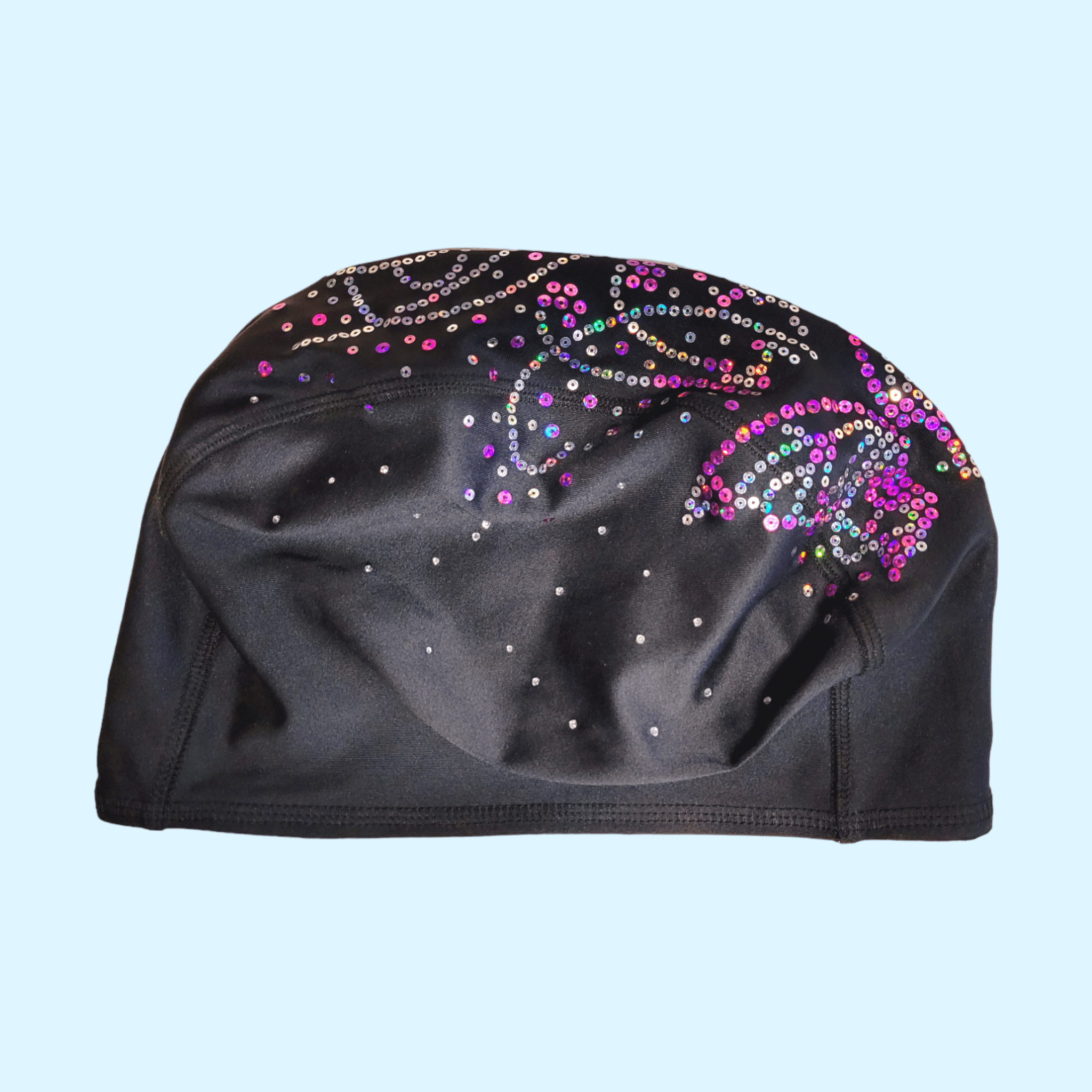 Helmetra Designer Lycra Helmet Cover - Black/Pink Butterfly