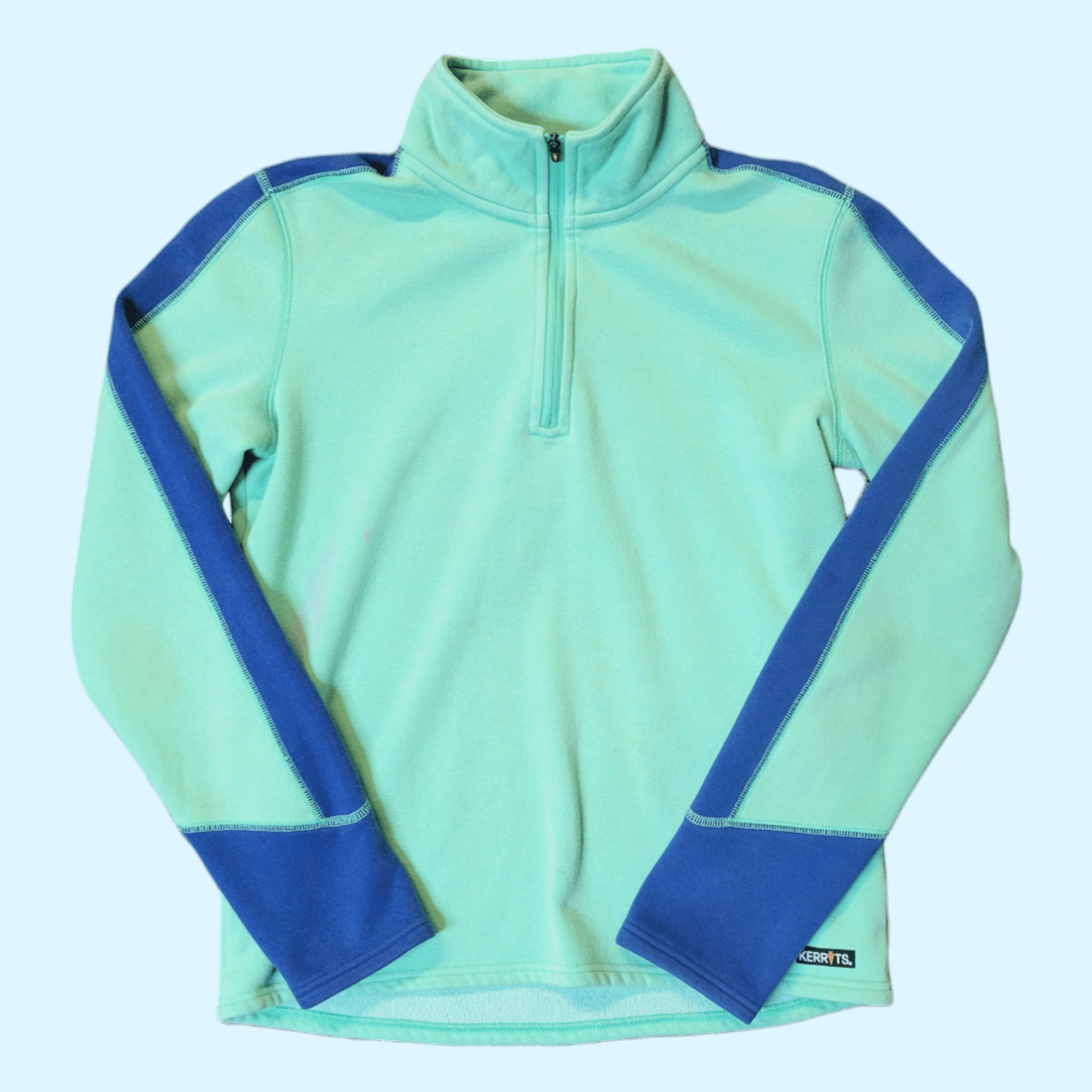Kerrits Kids Fleece Lined 1/4 Zip Pullover in Green/Blue - XL