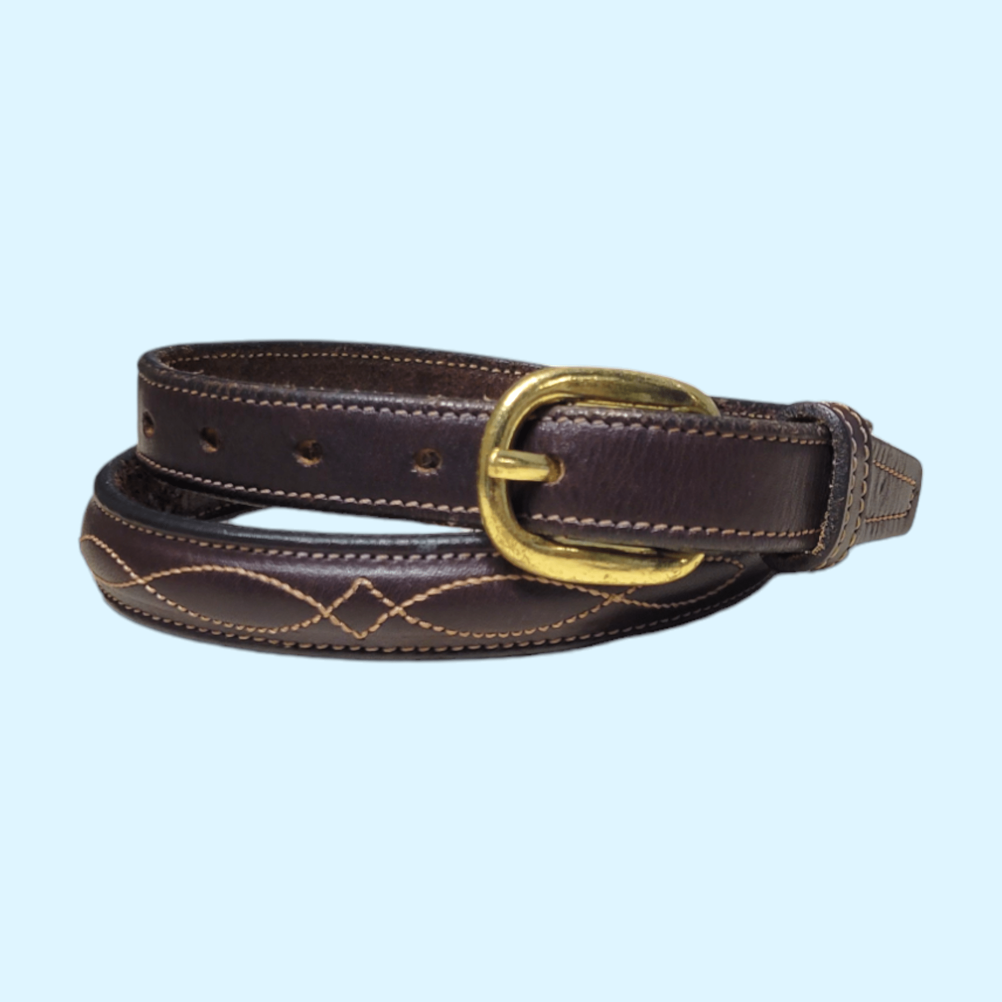 Tory Leather Raised Fancy Stitched Belt in Brown - 26" - Equine Exchange Tack Shop